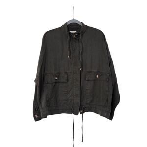 Urban Outfitters Pepita Olive Green Utility Oversized Roll Tab Zip Jacket Medium